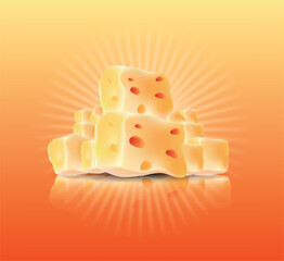realistic cheese pyramid vector illustration