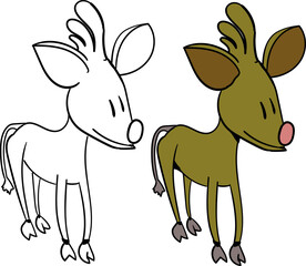 Fawn or artiodactyl herbivore in cartoon style.
