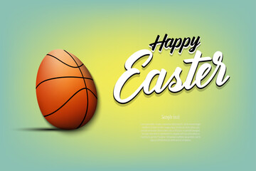 Happy Easter. Egg in the form of a basketball ball - 774499873