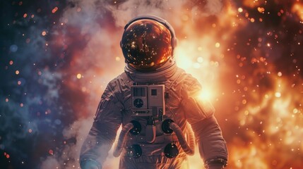 astronaut with stars in the background - obrazy, fototapety, plakaty