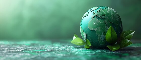 A globe with green leaf and CO2 symbol representing carbon neutrality and environmental sustainability in business. Concept Sustainability, Carbon Neutrality, Green Business Practices - obrazy, fototapety, plakaty