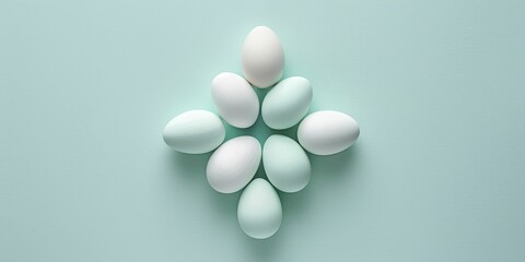 In a serene setting, Easter eggs arranged in a cross shape symbolize the fruitful returns of wise investments.