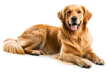 golden retriever dog on a white background