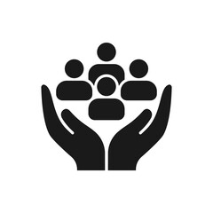 Group of people on hands icon flat style isolated on white background. Vector illustration
