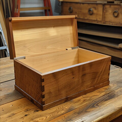 Simple Wood Storage Box, open top, rectangular