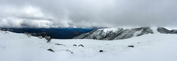 Fototapeta na wymiar panorama snow covered mountains