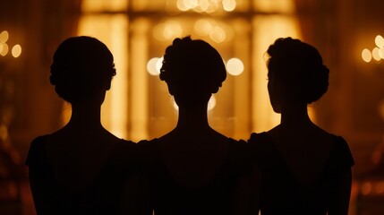 The silhouettes of three goddesses command the attention of the room presence radiating an air of authority and intelligence. . . - obrazy, fototapety, plakaty