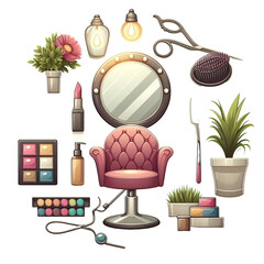 beauty salon logo  illustration isolated on transparent background - Generative AI