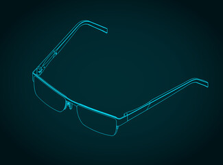 Glasses isometric blueprint - 774504221