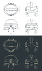 Industrial safety helmet with ear muffs blueprints - 774504229