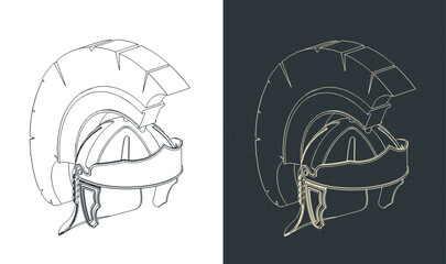 Roman legionary helmet isometric blueprints - 774504234