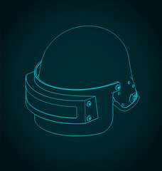Special forces soldier helmet isometric blueprint - 774504239