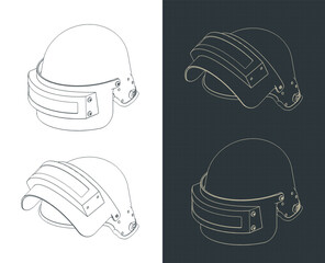 Special forces soldier helmet isometric blueprints - 774504248