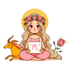 virgo zodiac cartoon  illustration isolated on transparent background - Generative AI