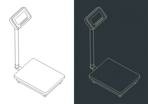 Industrial weighing scale isometric blueprints