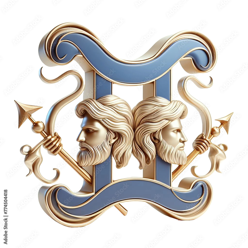 Wall mural gemini zodiac illustration isolated on transparent background - generative ai