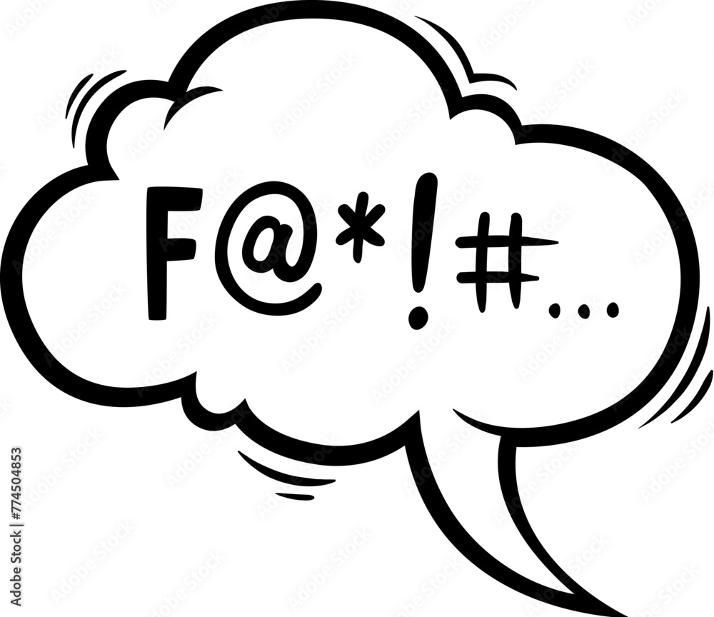 Poster comic swear speech bubble with angry bad curse word talk, cartoon vector icon. anger hate swear of e