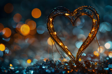 Heart light shape sparkle at night background. - 774505815