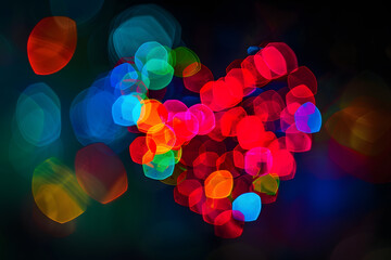 Heart light shape sparkle at night background. - 774505825