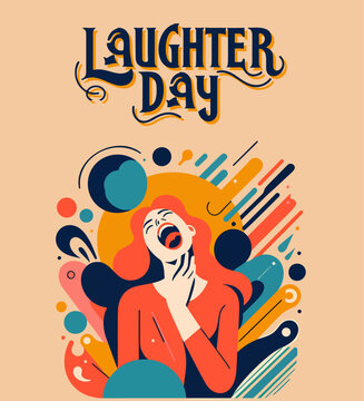 A colorful women laughing vector art