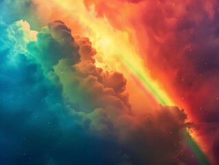 Obraz premium neon rainbow storm clouds, vibrant orange colors