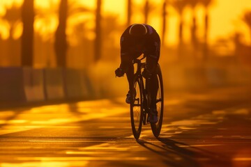 Cyclist Athlete at Sunset Racing