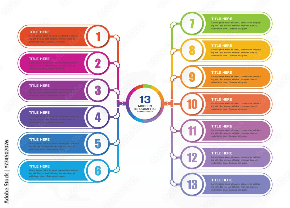 Wall mural Standard infographic 13 process and number for presentation.