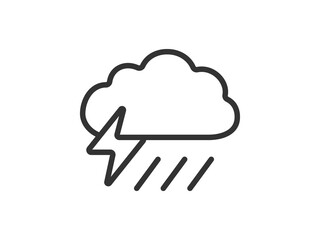 天気予報の雷雨のアイコン（線画）のイラスト