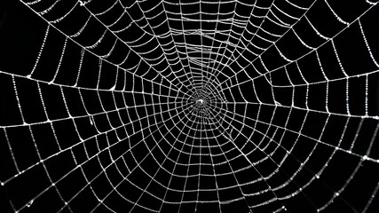 Fototapeta premium Artificial Spider Web on Black Background - Spooky Halloween Decoration | Haunted, Horror, Mystery, Creepy, Halloween Party, Graphic Design 