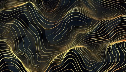 Stunning gold-lined abstract mountain terrain map, luxury vector background