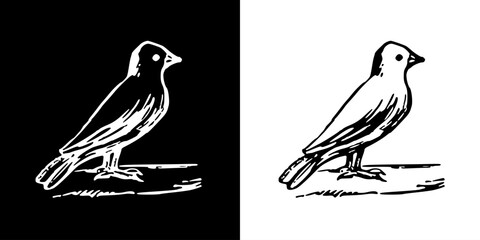 Bird icon. Black icon. Line icon. Black line. Animal. Silhouette