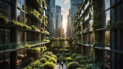 Vertical Landscaping: Rows of Grass and Green Plants on Urban Structures