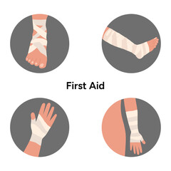 First aid with bandages 