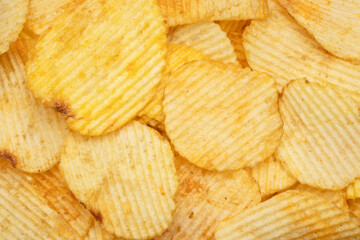 pile of potato chips for background