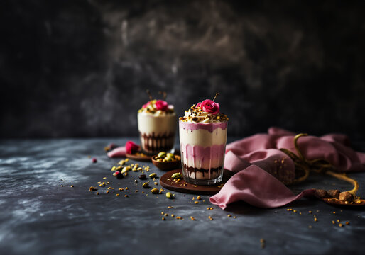 Exquisite parfait presentation, a feast for the eyes.