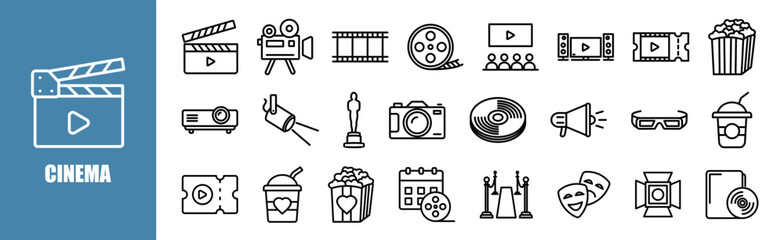 cinema icon set for design elements	