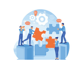 Business teamwork. Solving business problems with creative ideas. Team Building concept. Flat vector illustration.