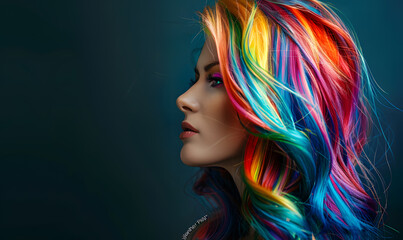 Beautiful Woman with Multi-Colored Hair