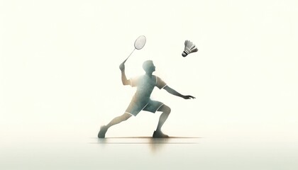 Fototapeta na wymiar Olympics. Badminton. Badminton player on white background. Digital illustration.
