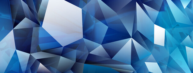 Abstract background of crystals in blue colors with highlights on the facets and refracting of light