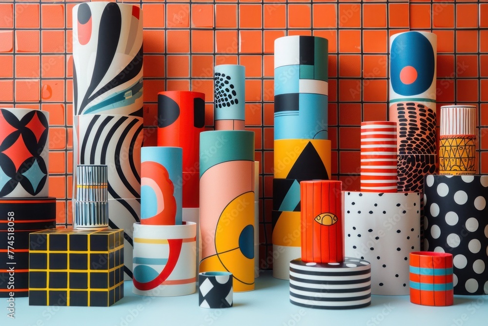 Poster a striking visual identity featuring geometric patterns and minimalist illustrations sets a new stan