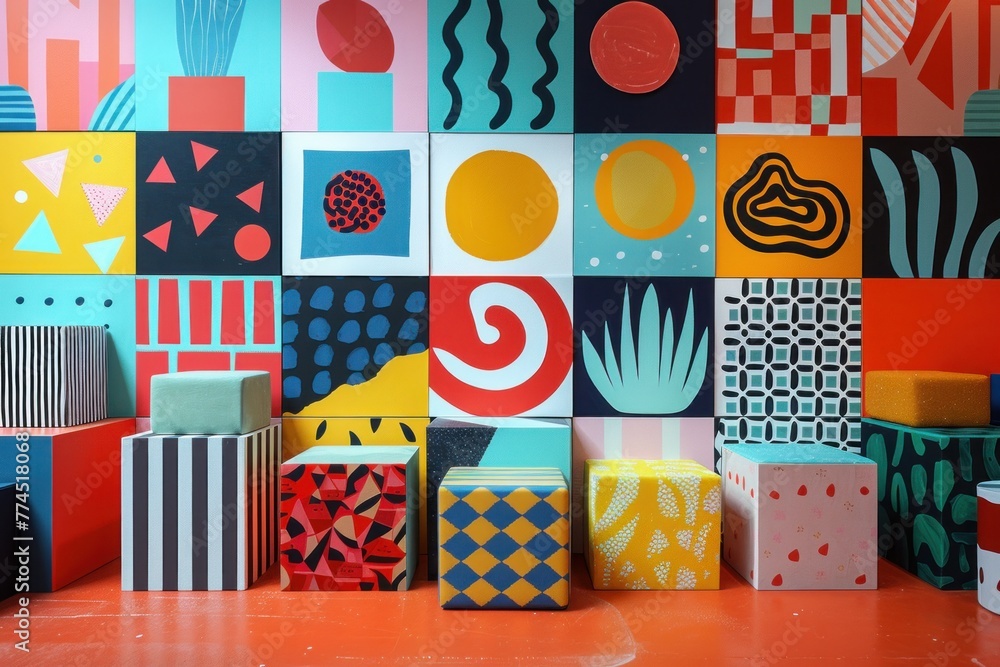 Poster a striking visual identity featuring geometric patterns and minimalist illustrations sets a new stan