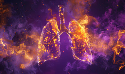 Human lung model with a of disease, A transparent lungs with a blue background, Human lungs concept of healthy lungs - obrazy, fototapety, plakaty
