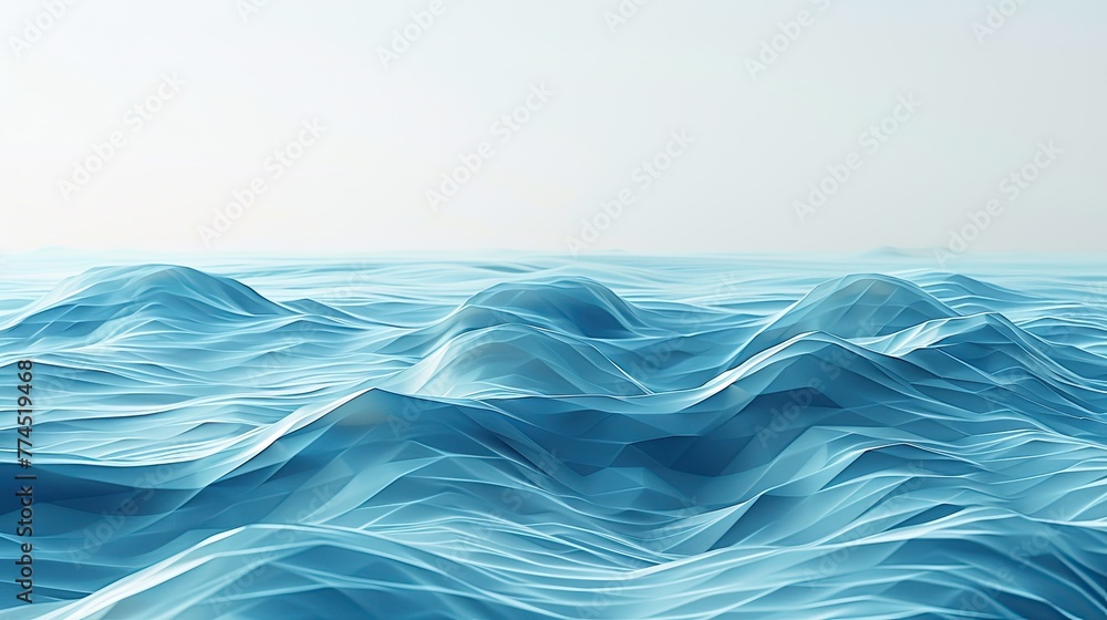 Poster abstract representation of blue ocean waves with dynamic fluid patterns