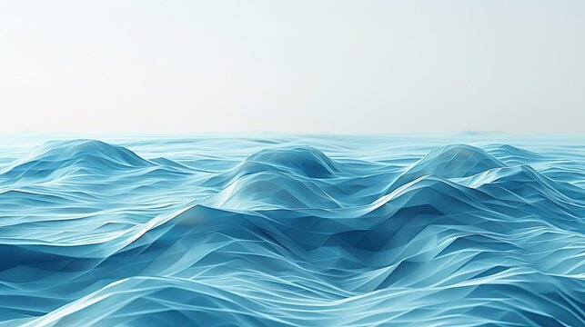 Abstract representation of blue ocean waves with dynamic fluid patterns