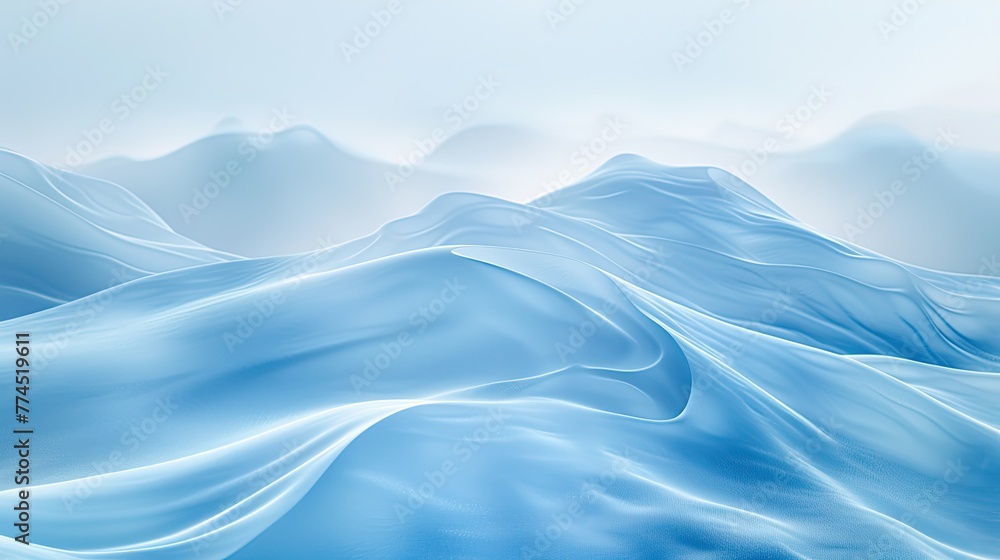 Poster soft blue waves flowing smoothly in an abstract pattern