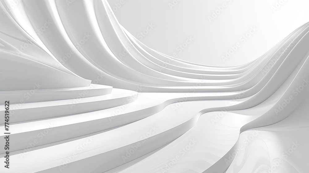 Poster white abstract curving lines creating a modern fluid design