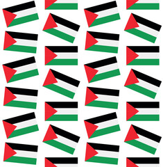 Vector seamless pattern of flag of Palestina isolated on white background