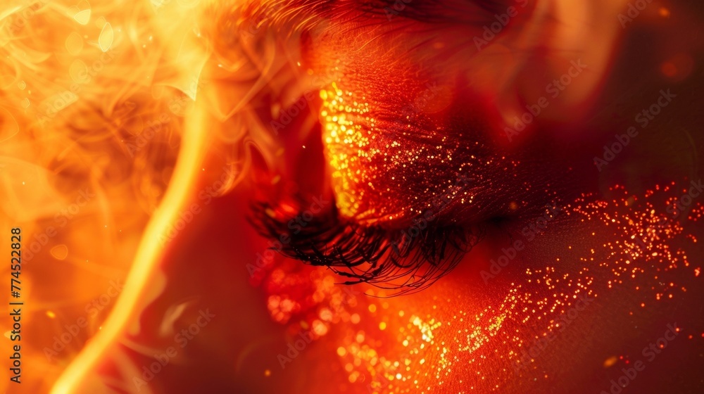 Poster a mesmerizing display of fiery reds and oranges resembling a solar flare in full force. the perfect 