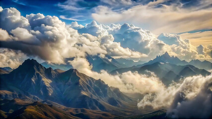 Snow-capped peaks under cloudy skies amidst the stunning Alpine landscape